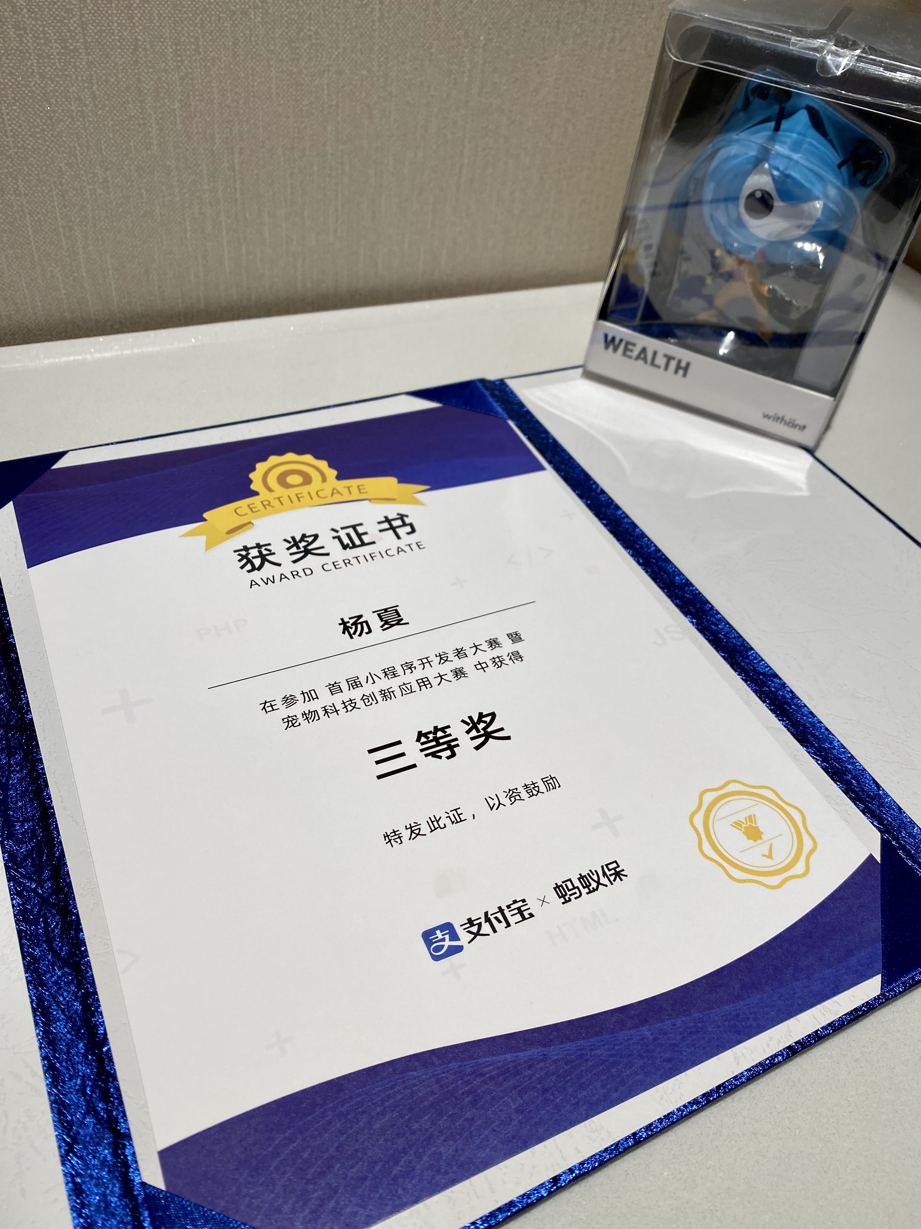 獲獎證書